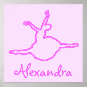 Poster Neon Pink Ballerina Personalizado bonito
