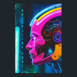 Poster Neon Pink Cyberpunk Android Artificial Soul<br><div class="desc">Transform your living space into a scene from a futuristic sci-fi masterpiece with this breathtaking cyberpunk poster. This vertical artwork features a stunning, highly detailed profile portrait of an advanced android. The striking contrast between the glossy, bright neon pink synthetic face and the intricate, glowing mechanical internals creates a mesmerizing...</div>