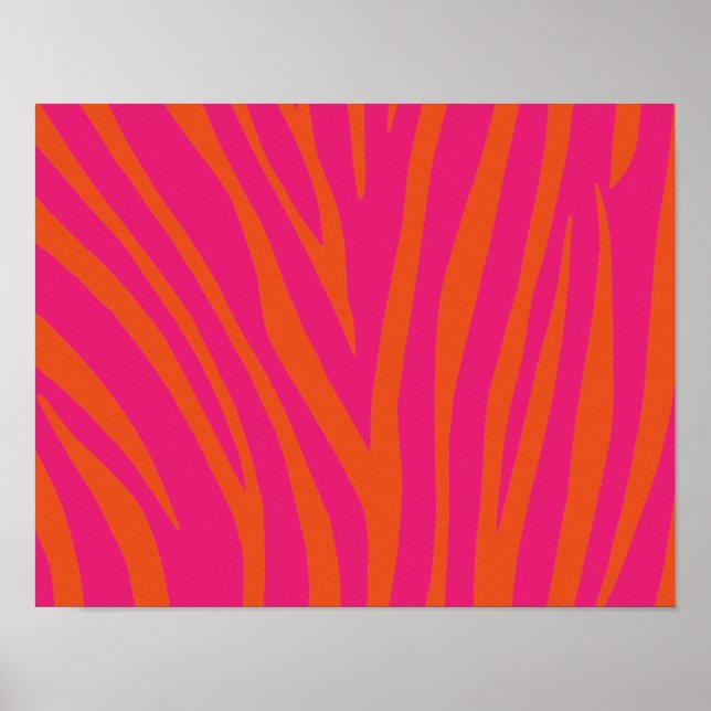 PÓSTER NEON PINK ORANGE ZEBRA STRIPES DE FUNDO WALLPAP (Frente)