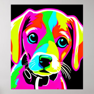 Poster Neon Puppy Pop Art
