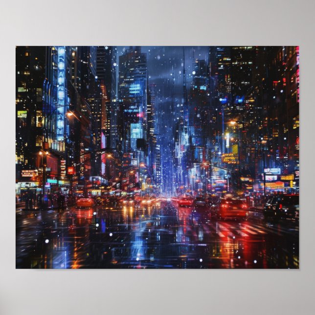 Poster Neon Rain: O Impulso da Cidade à Meia-Noite (Frente)