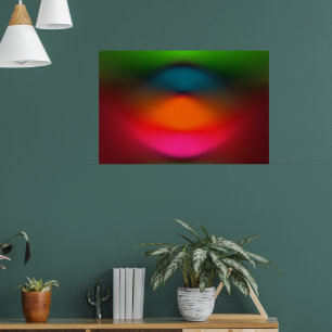 Poster Neon Red Pink Orange Green Abstract
