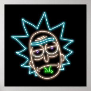Poster Neon Rick Sanchez Head Black