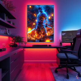 Poster Neon Samurai Warrior - Cyberpunk Bushido