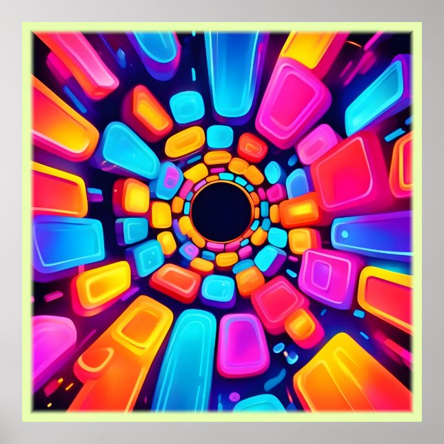 Poster Neon Shapes Abstrato Tunnel Art (Frente)