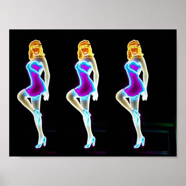 Poster Neon Showgirl Posta Card Vegas Neon Museum (Frente)