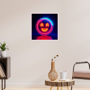 Poster Neon Smile: Desenho de Brilho Feliz e Radiante