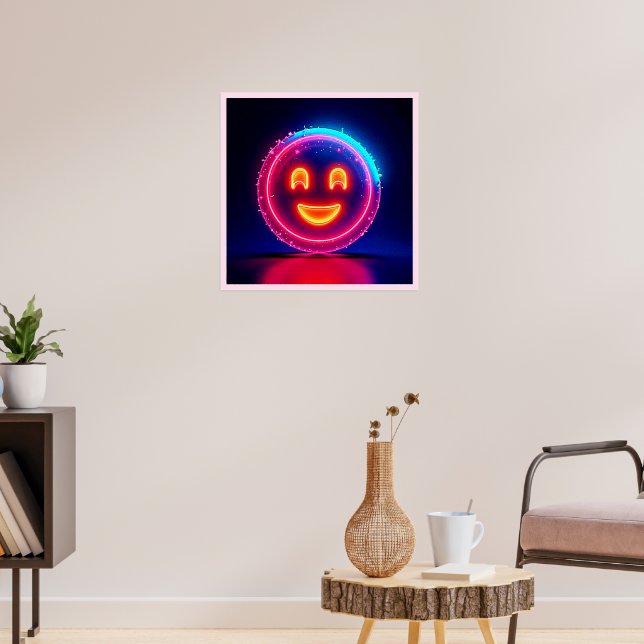 Poster Neon Smile: Desenho de Brilho Feliz e Radiante (Sala de Estar 3)
