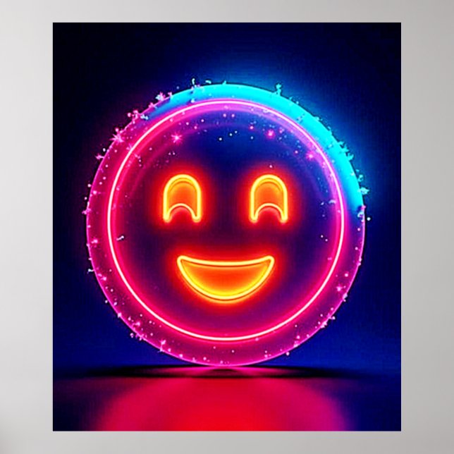 Poster Neon Smile: Desenho de Brilho Feliz e Radiante (Frente)