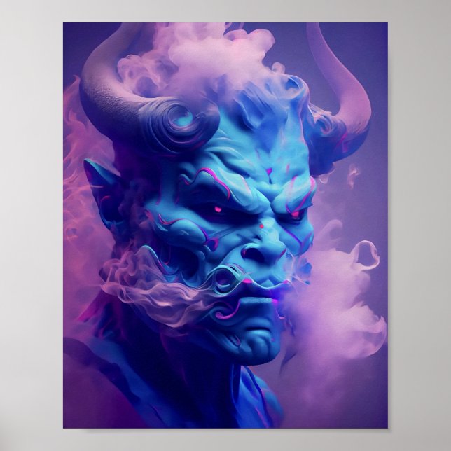 Poster neon Smoon demon alma crânio (Frente)