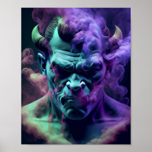 Poster neon Smoon demon alma crânio