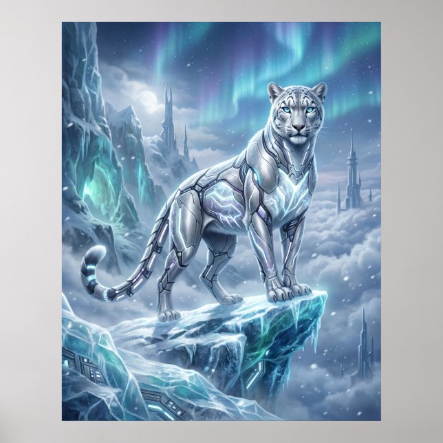 Poster Neon Snow Leopard Glacier Spire (Frente)