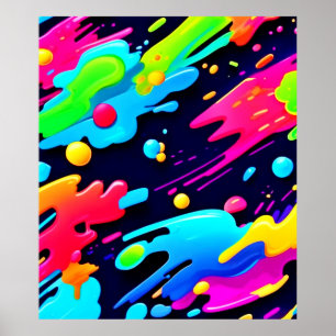 Poster Neon Splatter Flow Art