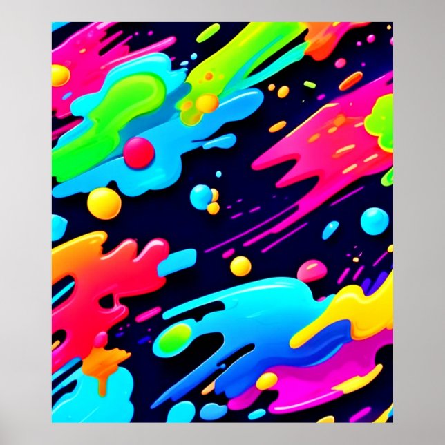 Poster Neon Splatter Flow Art (Frente)