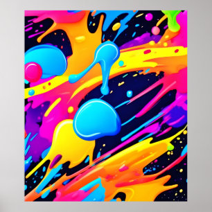 Poster Neon Splatter Paint Art