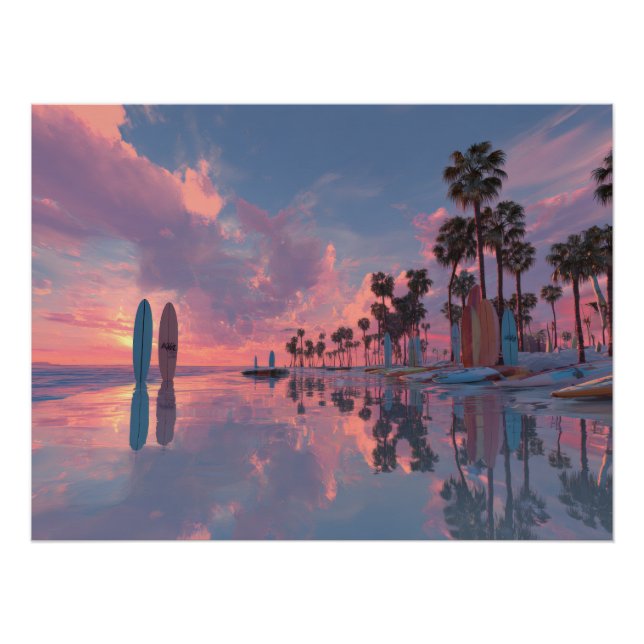 Póster Neon Sunset Dream Palm Art (Frente)