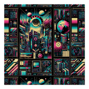 Póster Neon Tech Odyssey