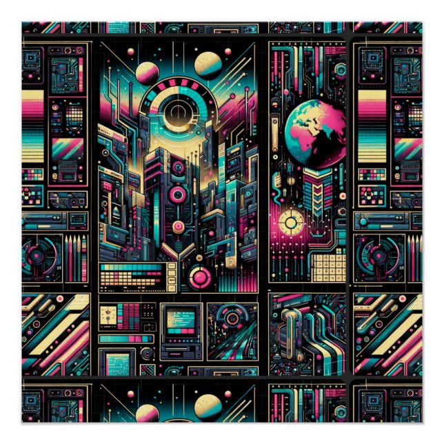 Póster Neon Tech Odyssey (Frente)