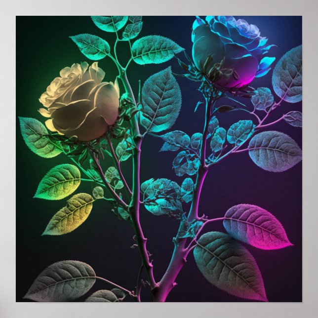 Poster Neon Thorny Rosas (Frente)