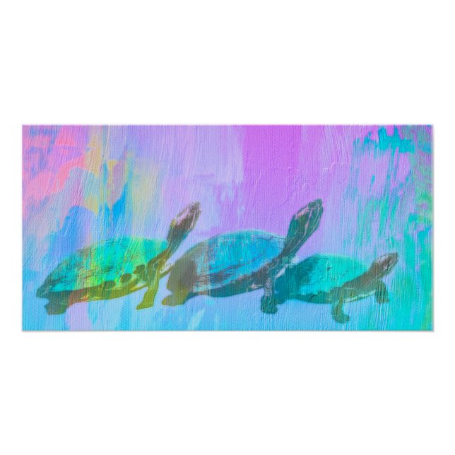 Póster Neon Turtles Glossy Poster (Frente)