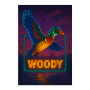 Póster Neon Wood Duck Poster