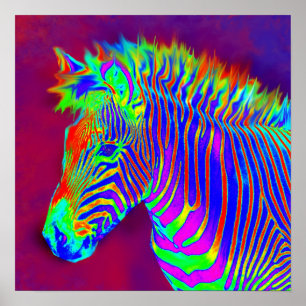 Póster neon zebra-close