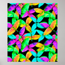 Poster Neonscape Leaf Pattern