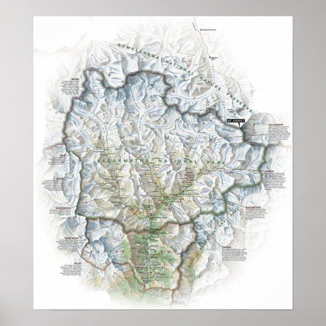 Poster "Nepal: 2003/heute Himalaya - Sagarmatha NP Karte (Frente)