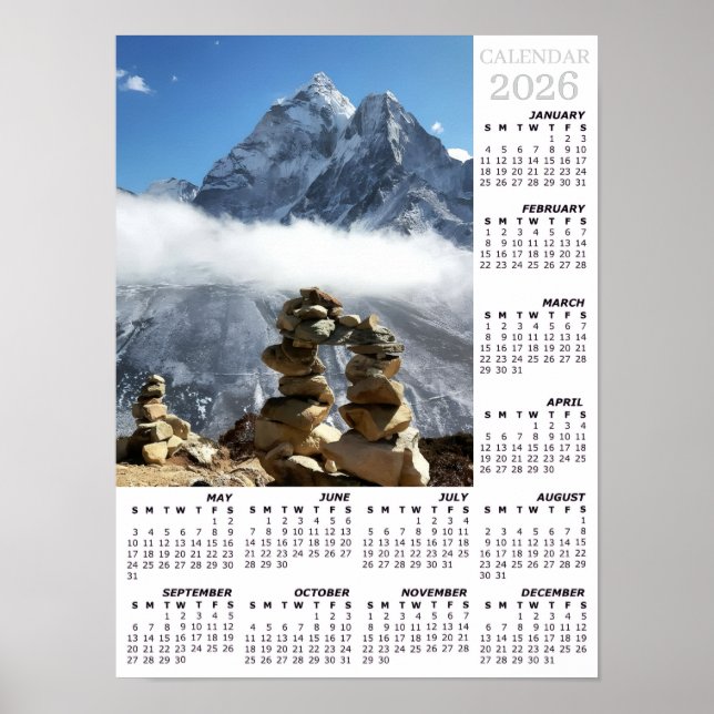 Poster Nepal Calendar 2026, Ama Dablan, Sagarmatha (Frente)