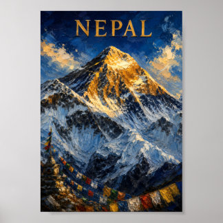 Poster Nepal: Golden Sunrise Mount Everest Art Souvenir