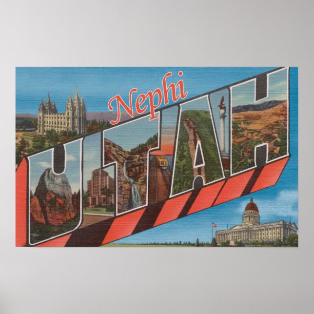 Póster Nephi, UtahLarge - Letra ScenesNephi, UT (Frente)