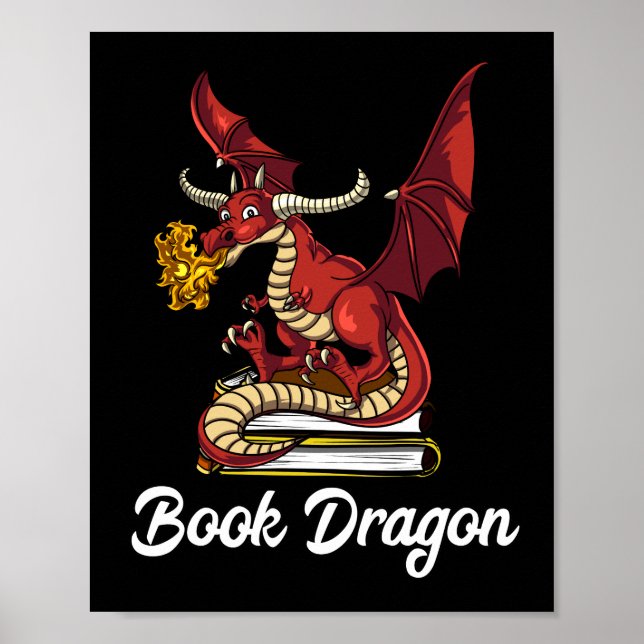 Poster Nerd do Geek de Leitura do Dragão de Livro (Frente)