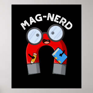 Poster Nerd Engraçado Magnet Magnet Pun Dark BG