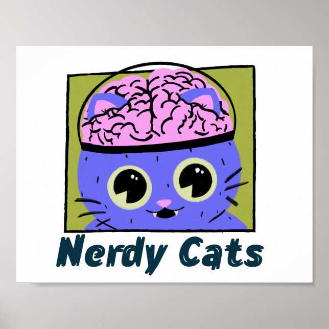 Poster Nerdy Cats, Design do cérebro (Frente)