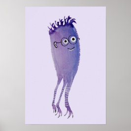 Poster Nerdy Character Funny Cute Geek Roxo