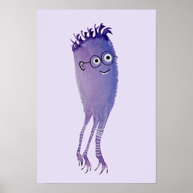 Poster Nerdy Character Funny Cute Geek Roxo (Frente)