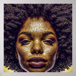 Poster Nessa Queen Ouro Brown Hair Black Melanin Afro