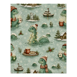 Póster Nessie de Natal Monstro do Lago Ness Aconchegante