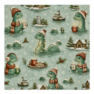 Póster Nessie do Natal Monstro do Lago Ness Aconchegante