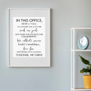 Poster Neste escritório, somos uma equipe - trabalho insp