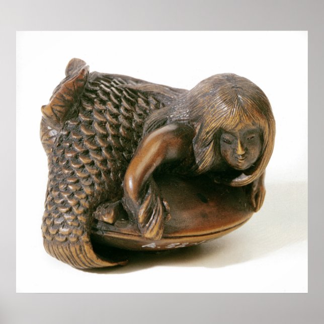 Poster Netsuke esculpida em forma de sereia (Frente)