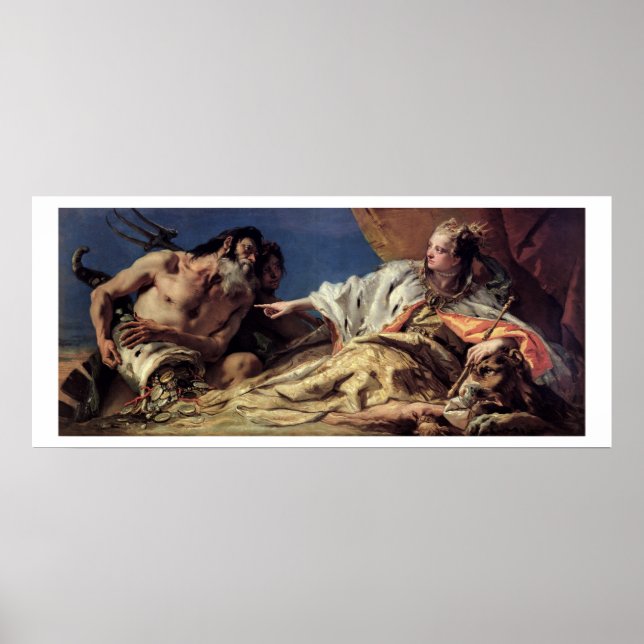 Poster Netuno que oferece presentes a Veneza (fresco do t (Frente)