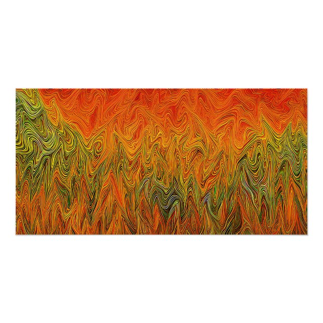 Póster "Neural Firestorm" - Abstrato amarelo laranja (Frente)