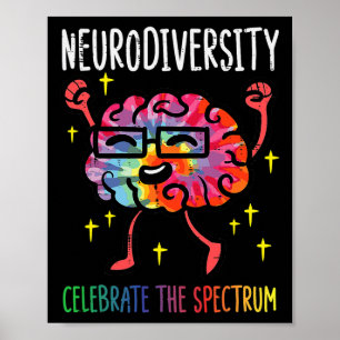 Poster Neurodiversidade Cérebro Autismo Sensibilização e 