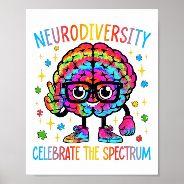 Poster Neurodiversidade Cérebro Autismo Sensibilização e  (Frente)