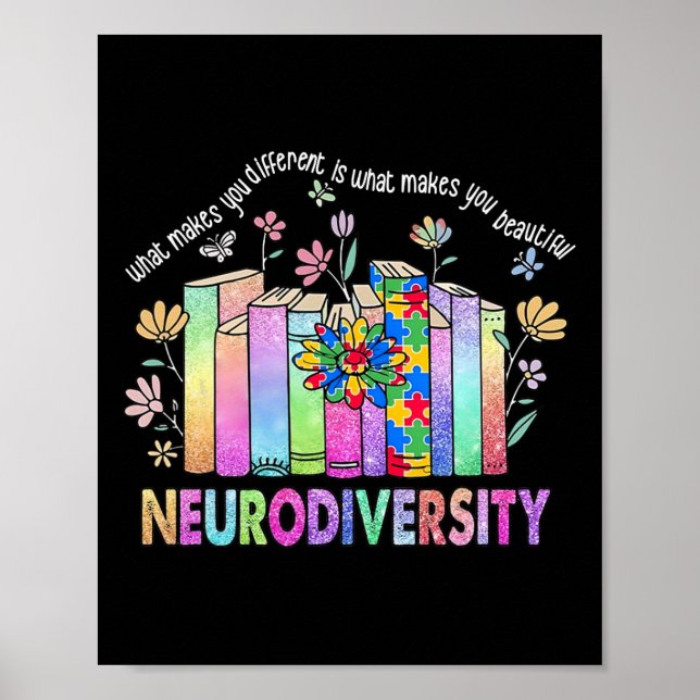 Poster Neurodiversidade Diferente É Bela Autismo Conhecid (Frente)