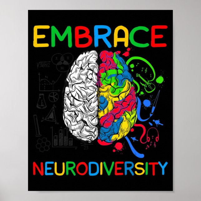 Poster Neurodiversity Shirt Embriagem com o Autismo ADHD (Frente)