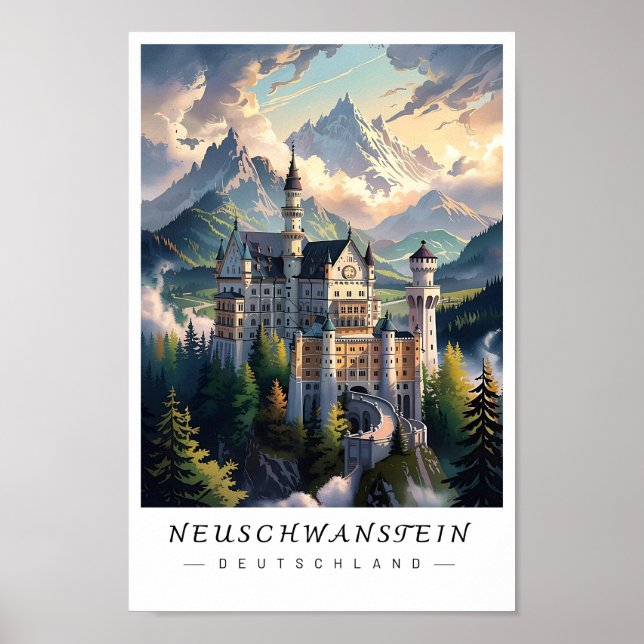 Poster Neuschwanstein Castle Germany Wall Art, Bavaria (Frente)
