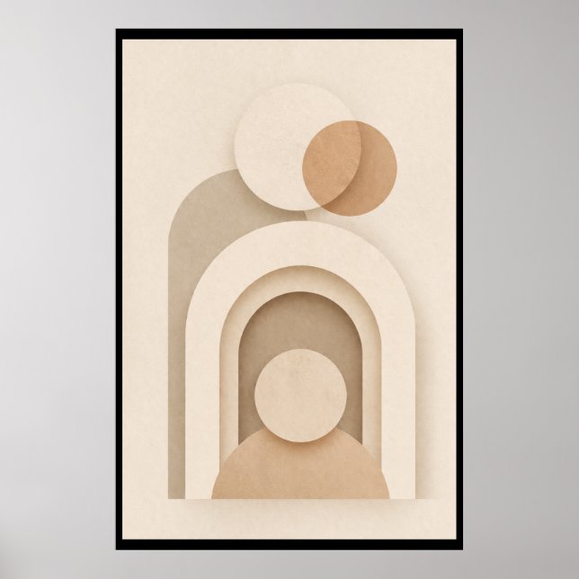 Poster Neutral Beige Scandinavian Abstract Design (Frente)
