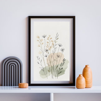 Poster Neutral de flor selvagem Aquarela III